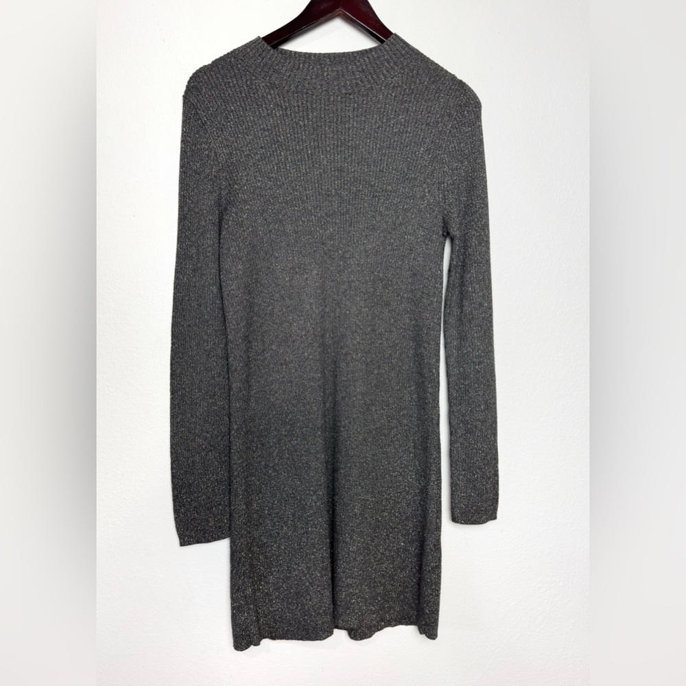Madewell Woman’s Long sleeve Sweater Dress Large Taupe Metallic Holiday Party